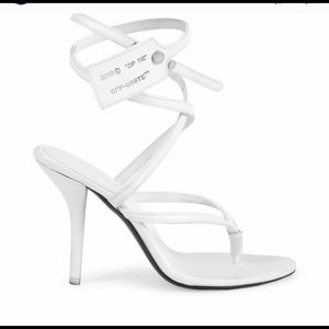 Off White Zip Tie Sandals